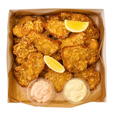 mini pork schnitzels with dips 1 kg